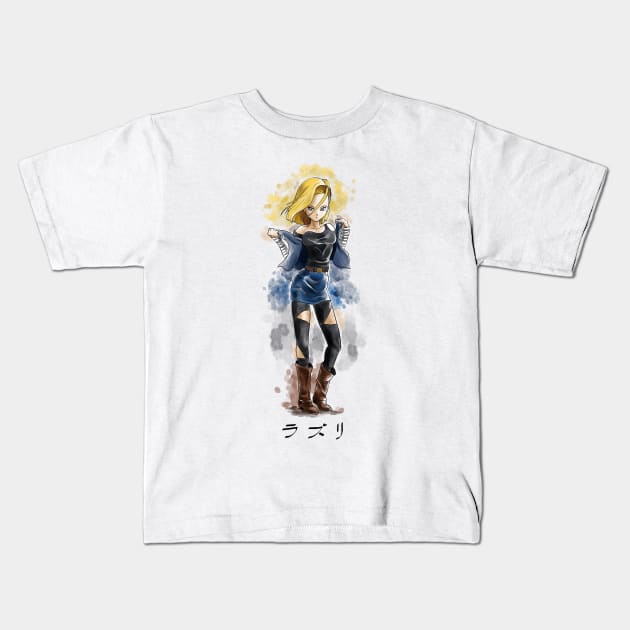 Android 18 Watercolor Kids T-Shirt by OctobersArt